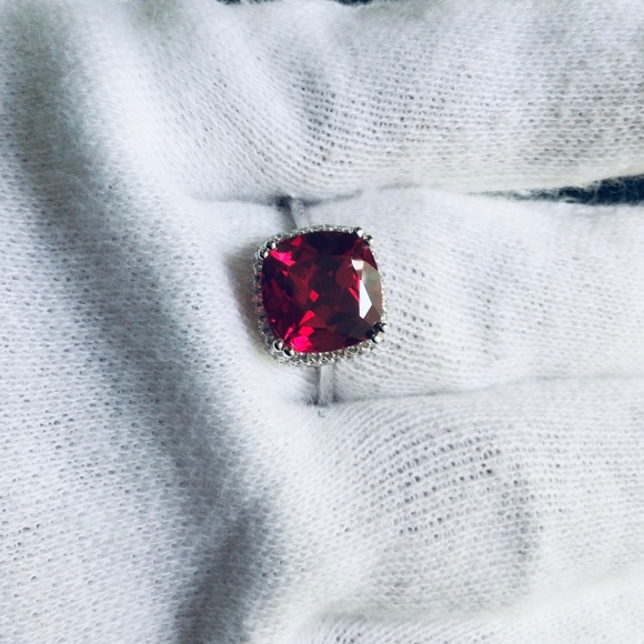 14K White Gold/Over 925 Sterling Silver Gems Ruby - Picture 9 of 16
